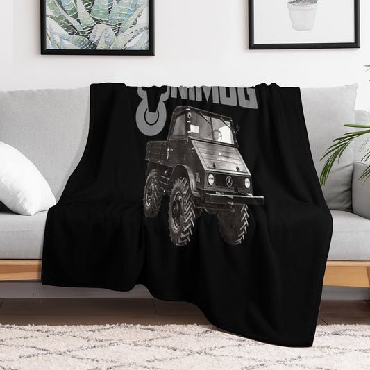 UNIMOG Oldschool (on Black) Throw Blanket