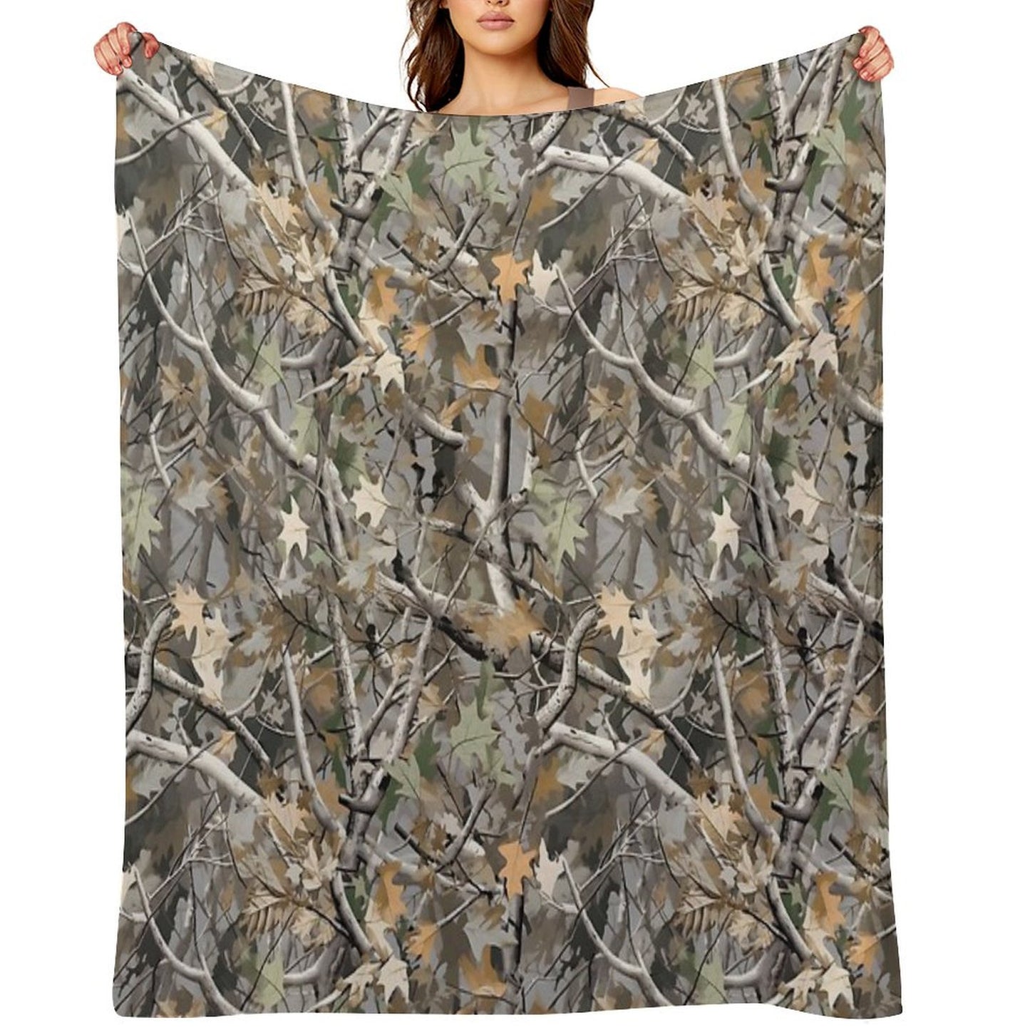 Camouflage Reel Tree Pattern Designs Throw Blanket