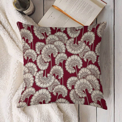 Florence Broadhurst Inspired Design - Red Linen Throw Pillow Cover