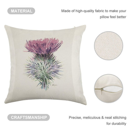 Scottish Thistle Linen Throw Pillow Cover