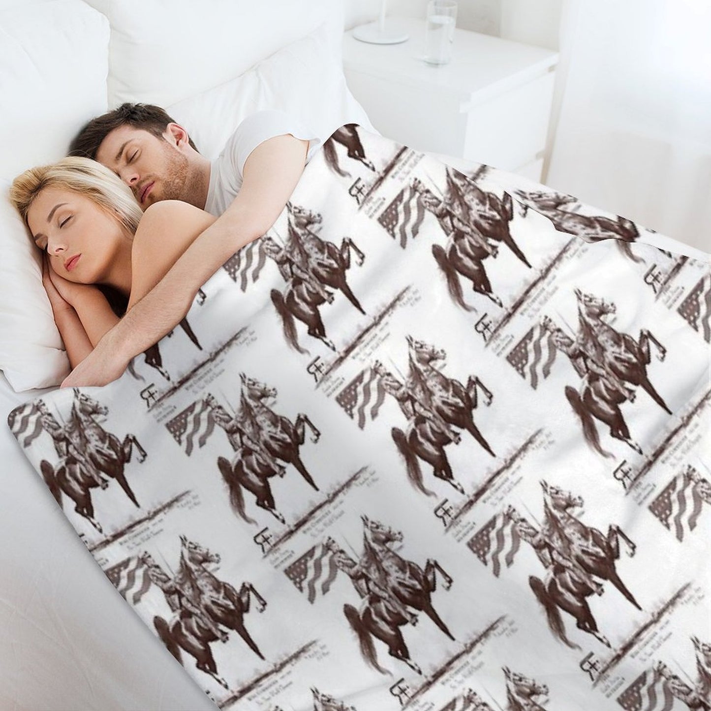 Red Frontier Wing Commander American Saddlebred Flag Drawing Throw Blanket