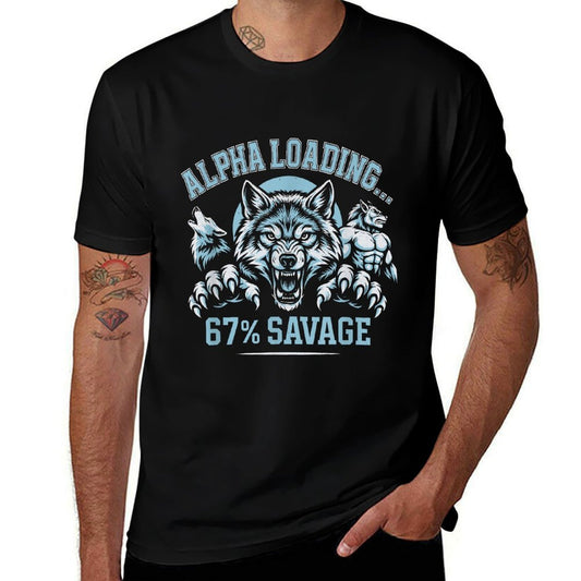 Alpha Wolf Loading 67 Savage Funny Gen Z Meme  Soft T-Shirt