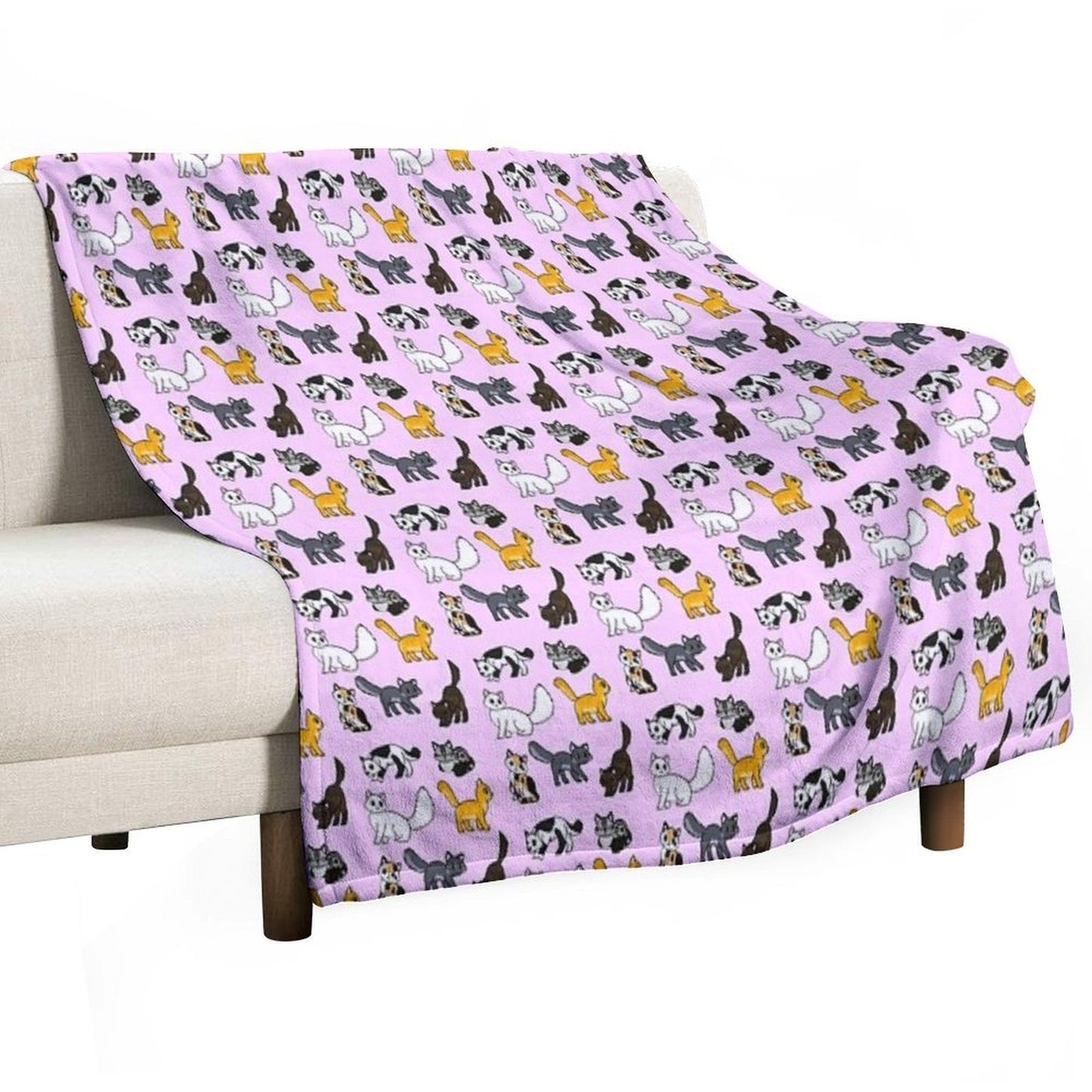 Cuddly Kitties Pink Throw Blanket