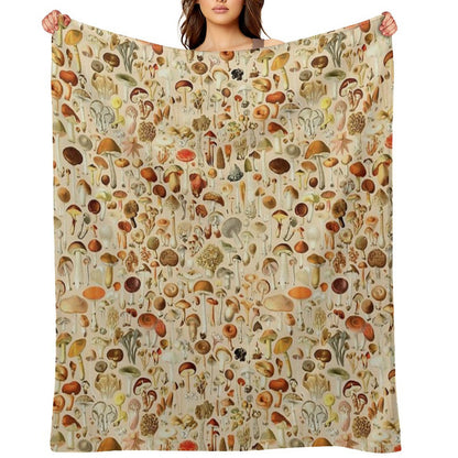 Vintage Mushroom Designs Collection Throw Blanket