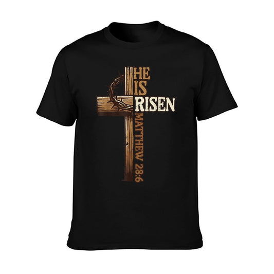 Easter Cross He Is Risen Jesus Christian Men Women Kid Youth T-Shirt