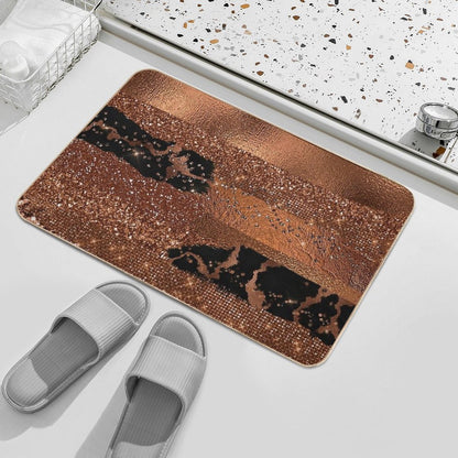 Dark Faux Copper Glamour Bath Mat