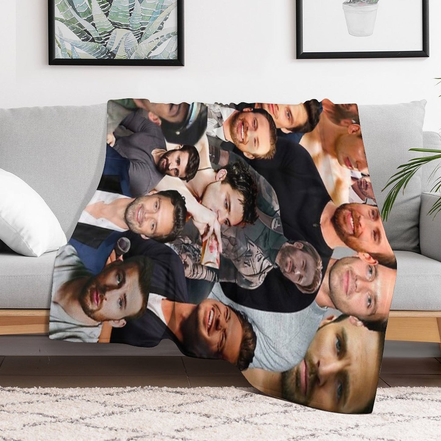 Chris Evans And Sebastian Stan Collage Merch Throw Blanket