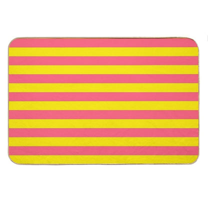 Yellow Pink Stripes Bath Mat