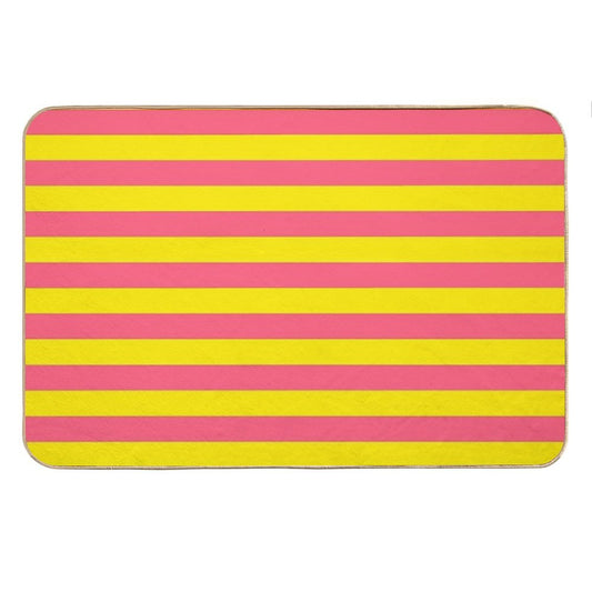 Yellow Pink Stripes Bath Mat