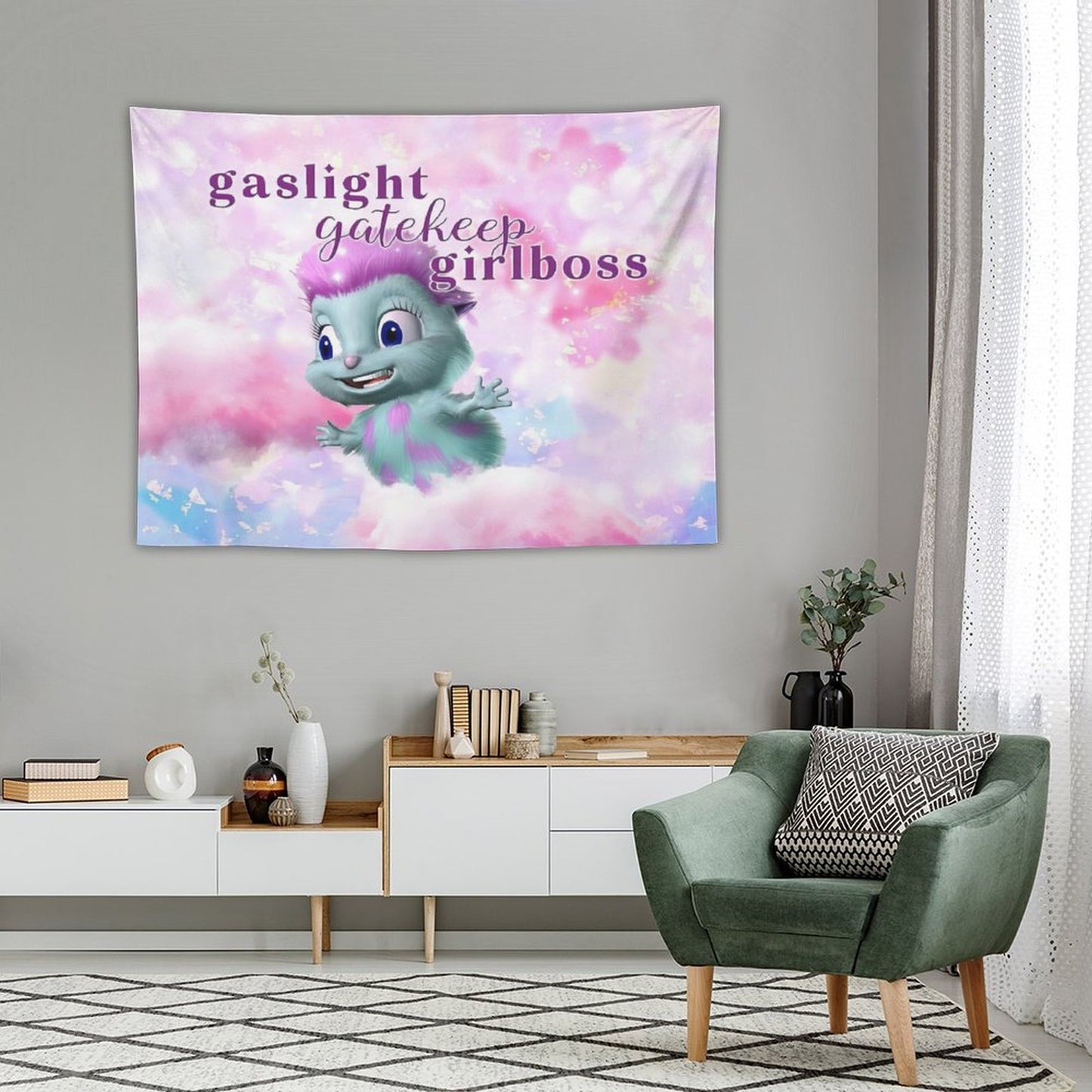 Bibble Beliefs - Gaslight Gatekeep Girlboss Tapestry