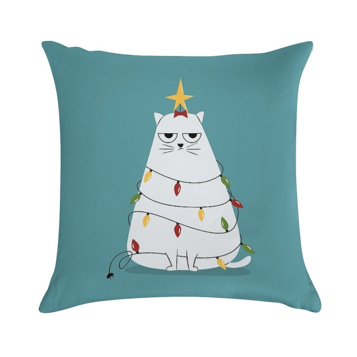 Grumpy Christmas Cat Soft Ultra-Soft Texture Throw Pillow