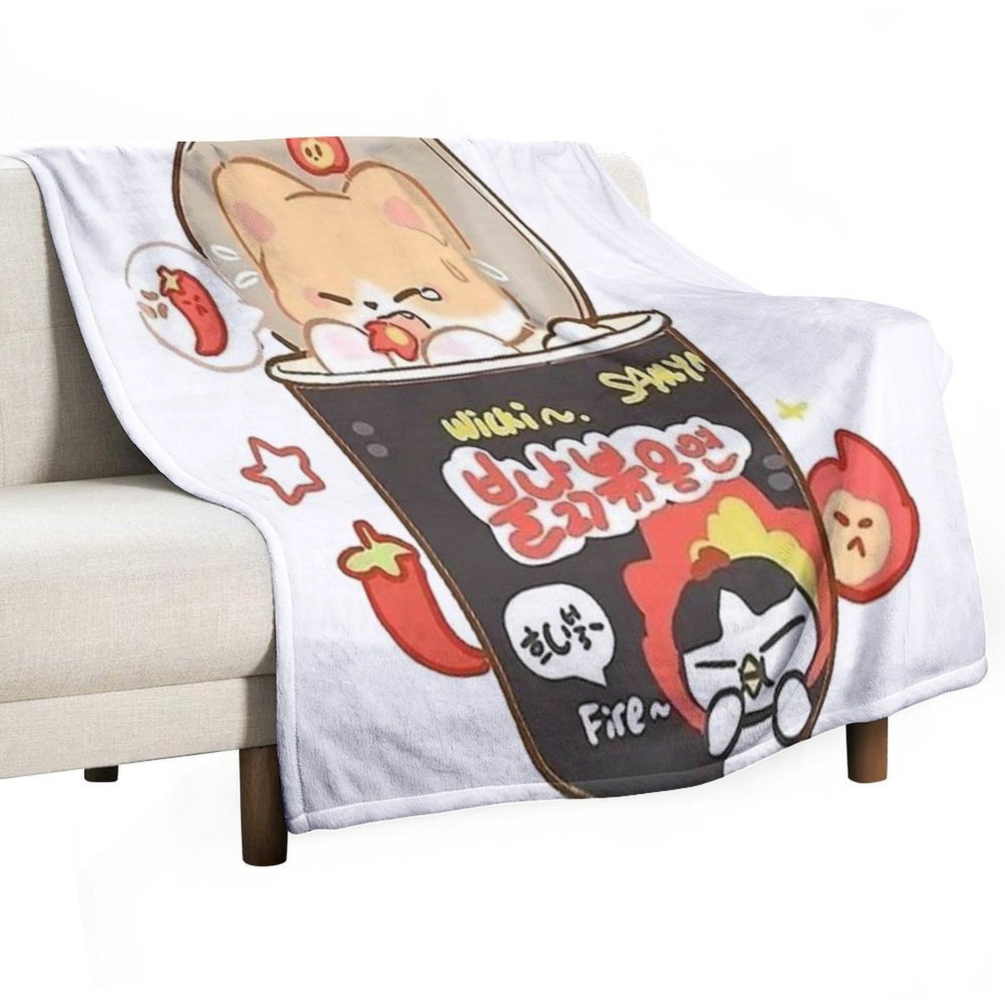 Buldak Korean Ramen Noodles Shiba Throw Blanket