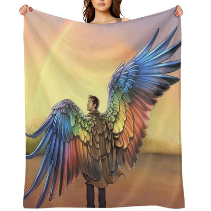 Rainbow Angel Throw Blanket