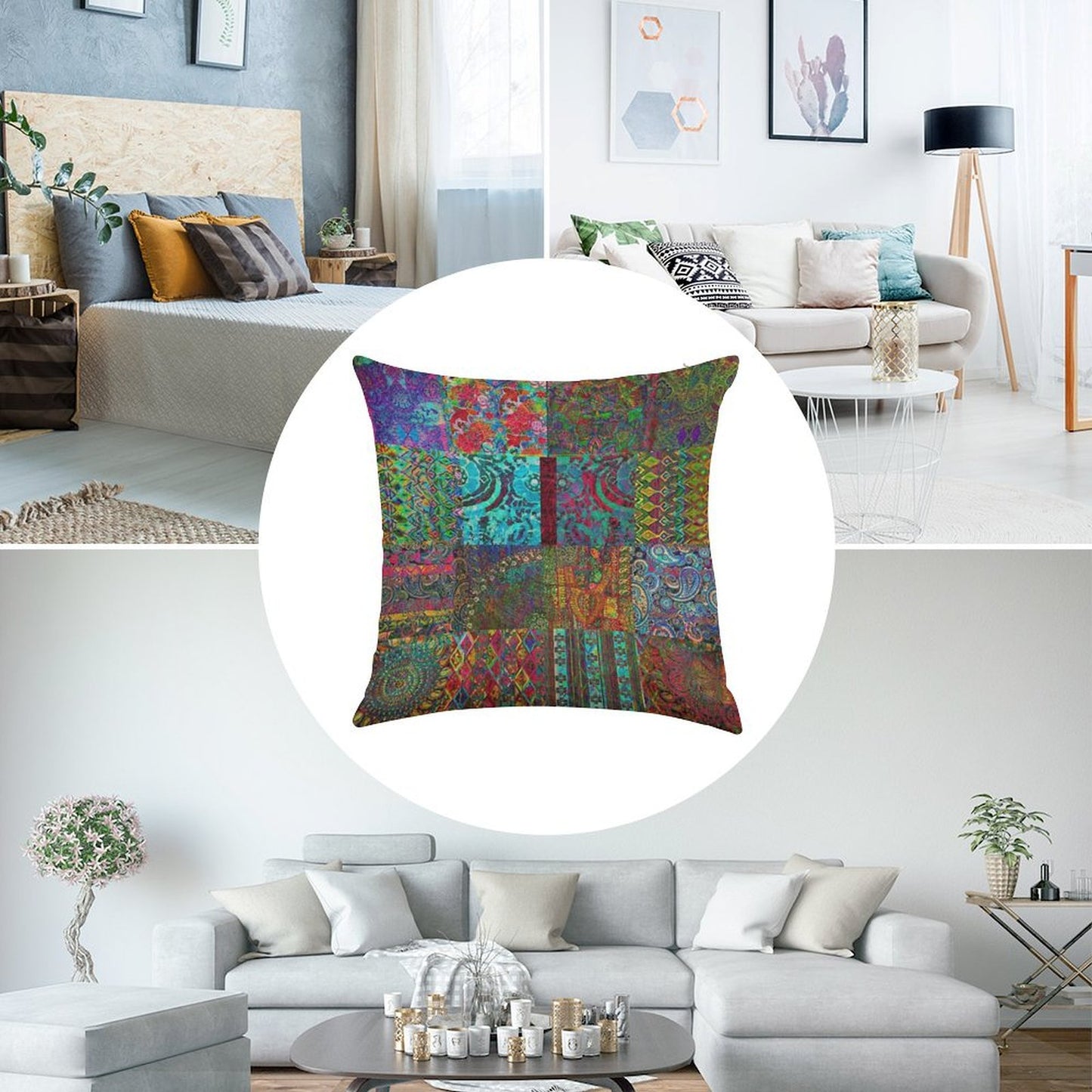 Bohemian Wonderland Linen Throw Pillow Cover