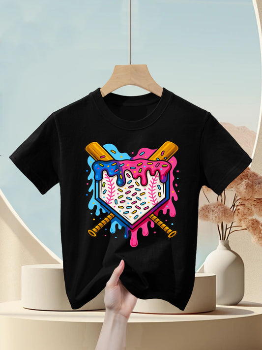 Baseball Boys Ice Cream Drip Baseball Kids T-Shirt