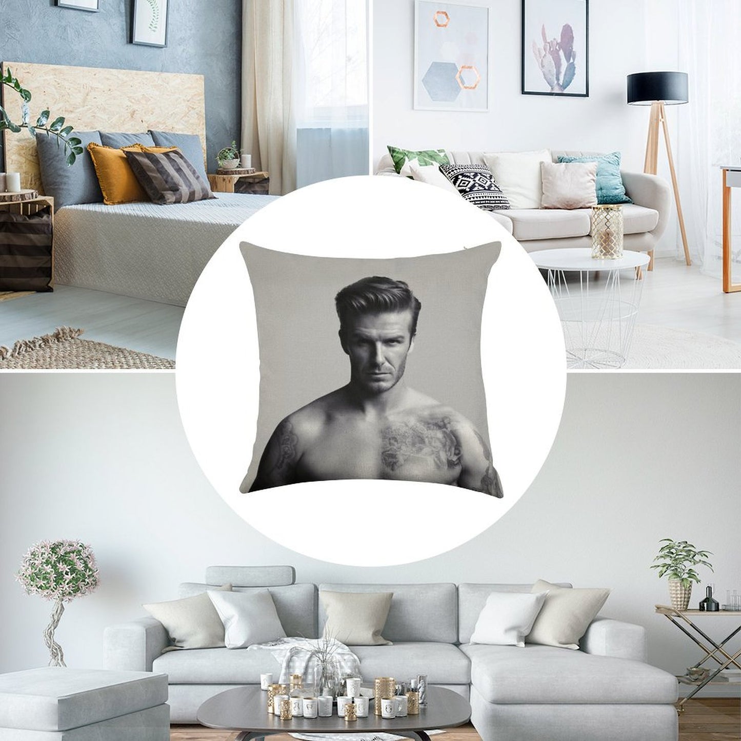 David Beckham Linen Throw Pillow Cover