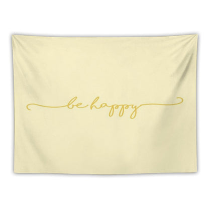 Be Happy-Yellow Tapestry