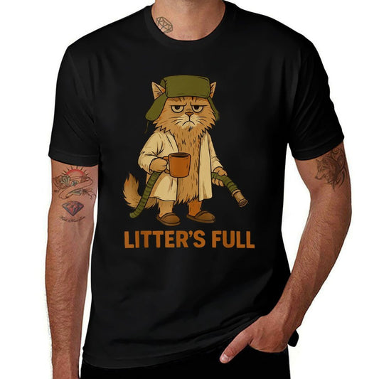 Litter’s Full Funny Cat Lovers Christmas Xmas  Fade-proof Color T-Shirt