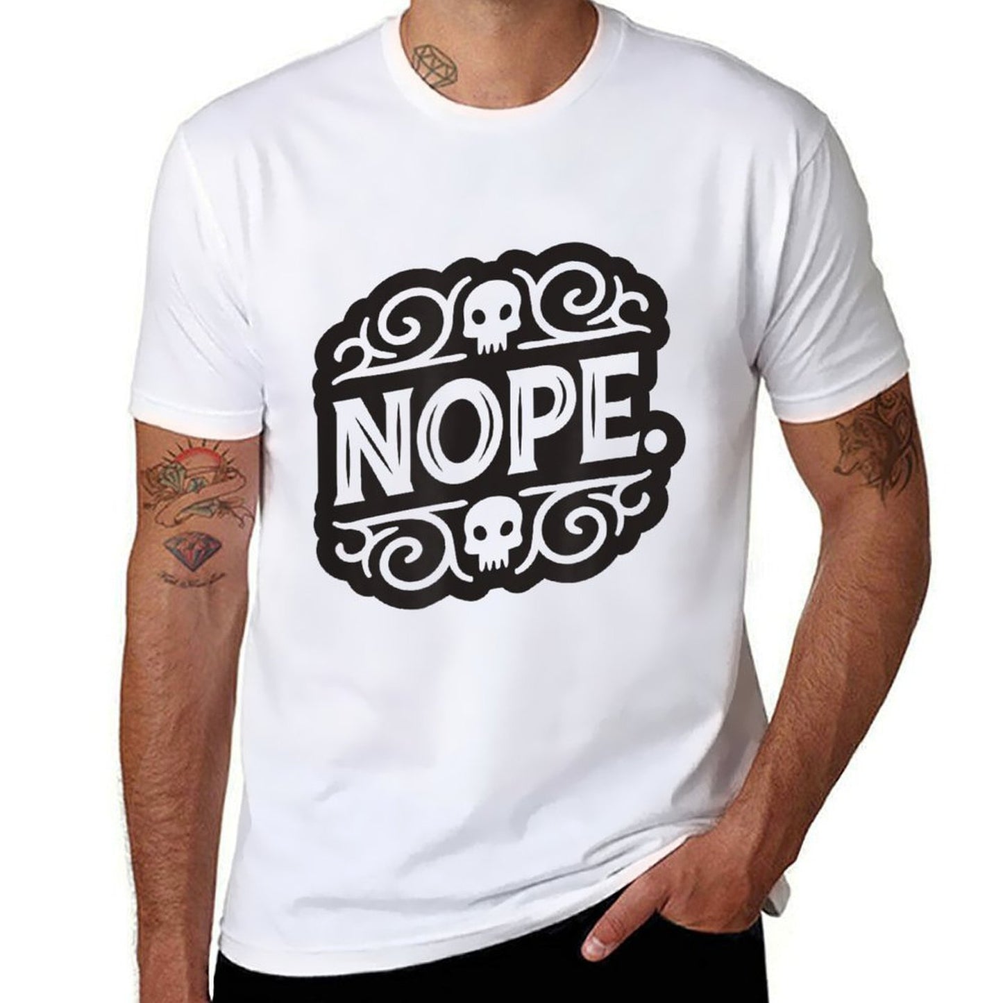 Nope  Ribbed Collar T-Shirt