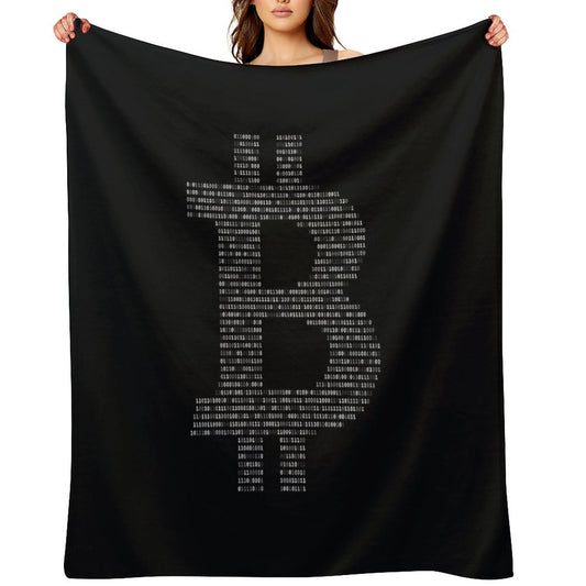 Bitcoin Binary Black Throw Blanket