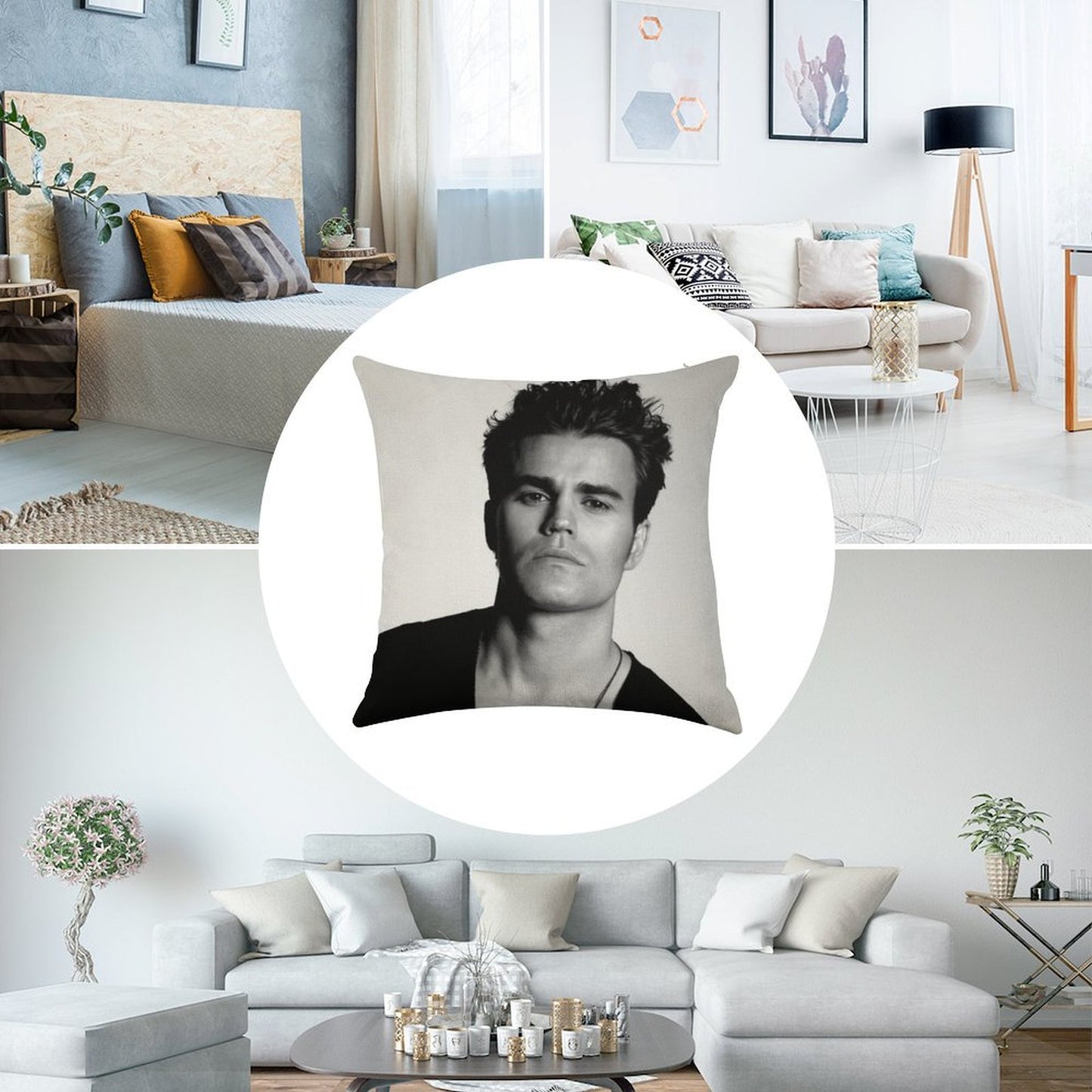 Paul Wesley Black And White Linen Throw Pillow Cover