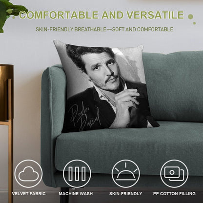 Pedro Pascal - BW III Soft Hidden Zipper Throw Pillow