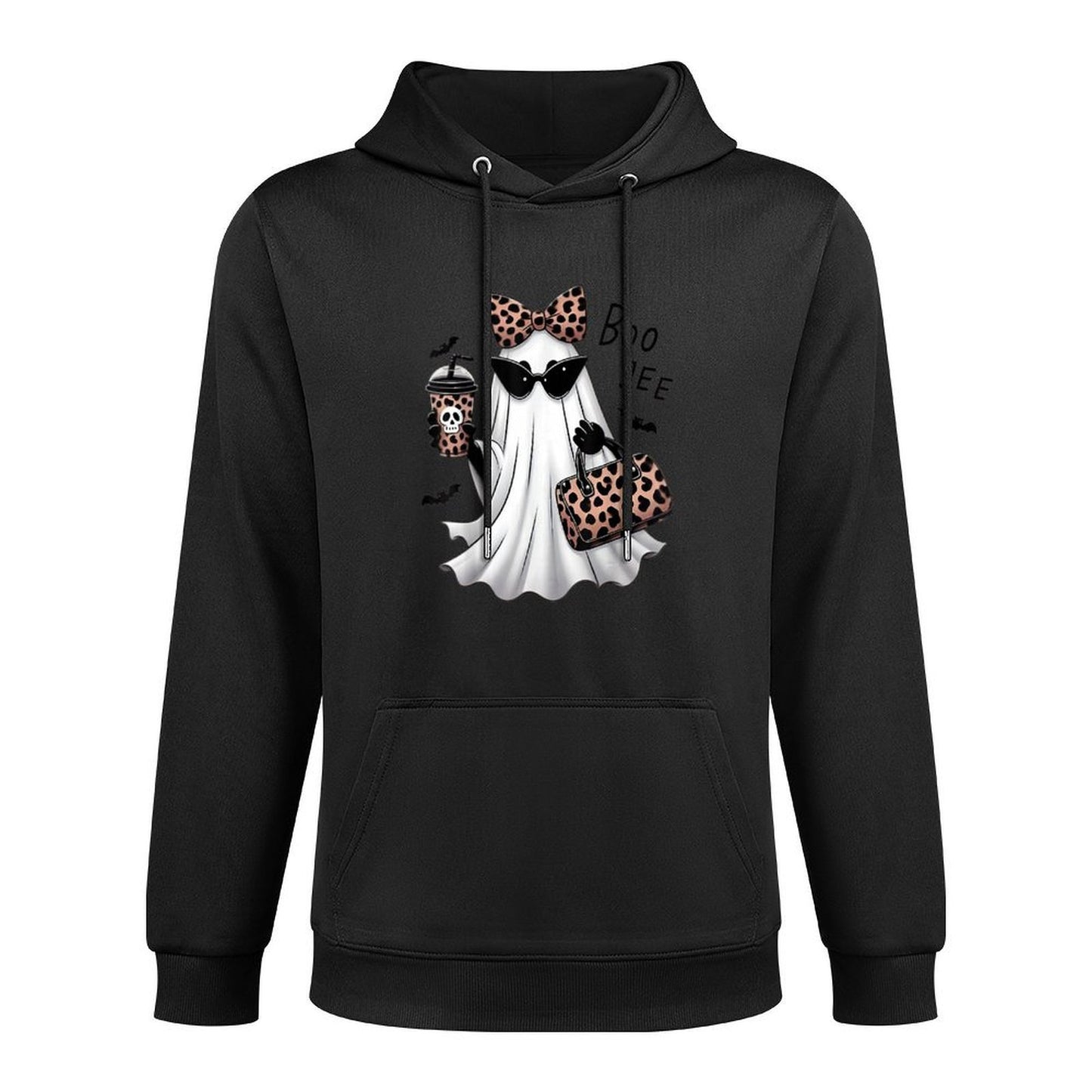 Coquette Leopard Ghost Coffee Boo-JEE Halloween Boujee Ghost Easy Care Hoodie