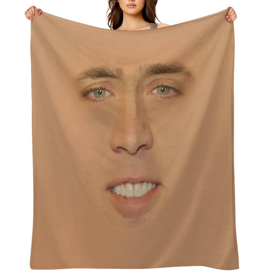 Nicolas Cage Giant Face Throw Blanket