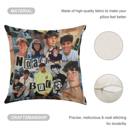 Noah Beck Collage Linen Throw Pillow Cover