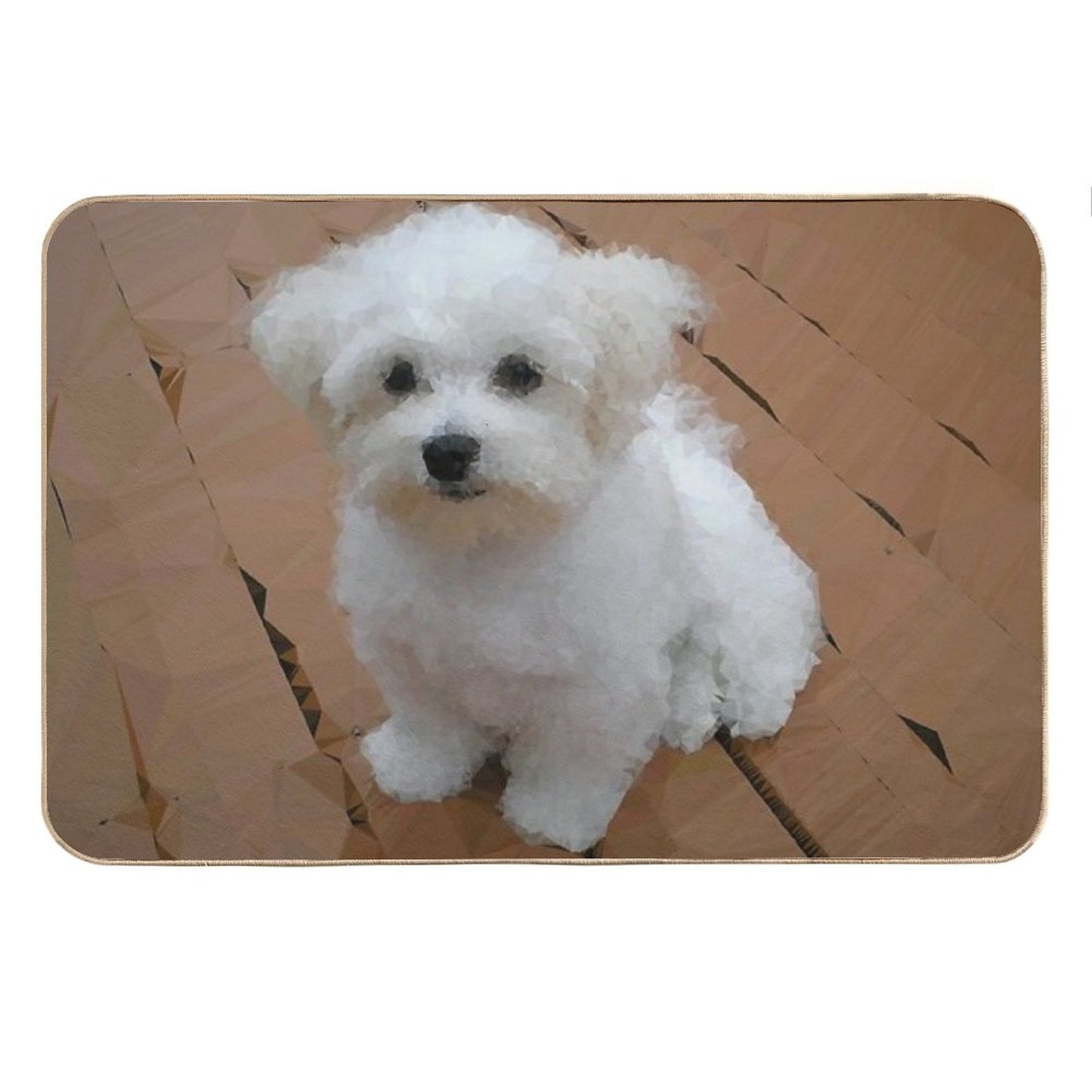Maltese Puppy Low Poly Geometric Triangles Bath Mat