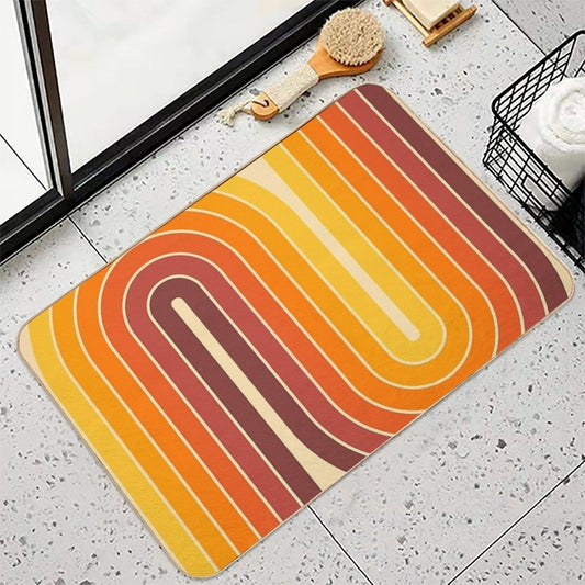 Retro Geometric Double Arch Design 522  Pet-Safe Bath Mat