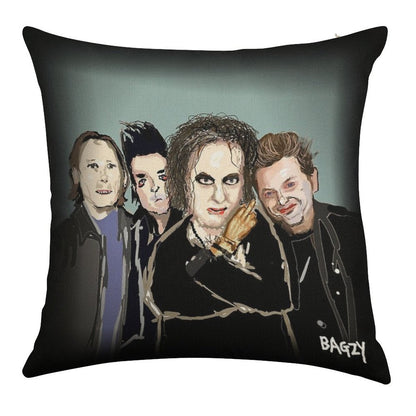 Original Fan Art, Drawing by Bagzy, Goth Rock, Alternative Music, 80s Linen Throw Pillow Cover