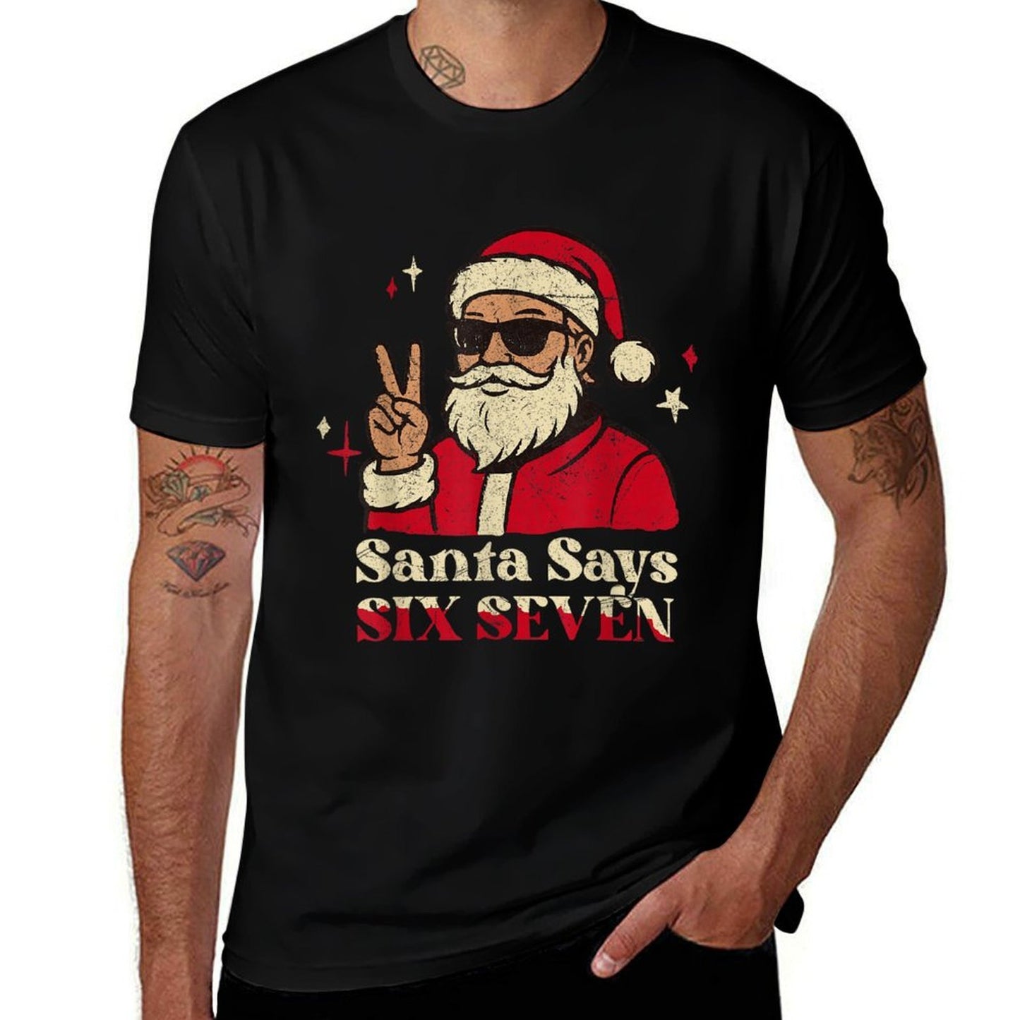Funny Santa Says Six Seven 67 Meme Christmas Holiday 6 7  Oversized Silhouette T-Shirt