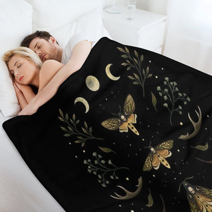 Death Head Moths Night Throw Blanket