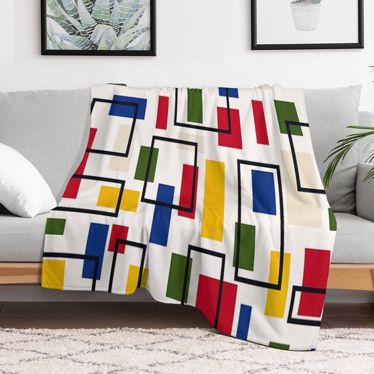 Mondrian Style Throw Blanket