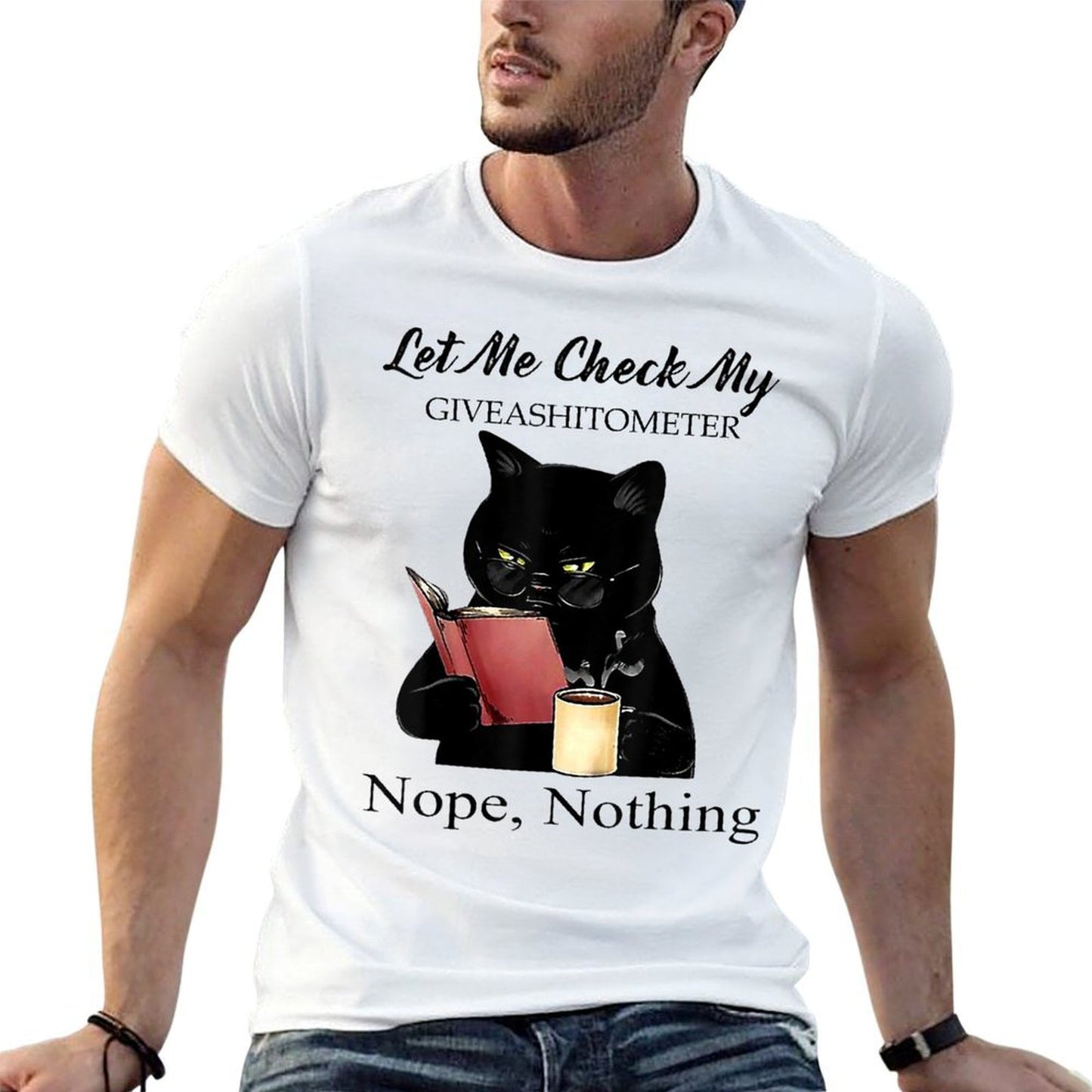 Let Me Check My Giveashitometer Nope Nothing Black Cat  Breathable T-Shirt