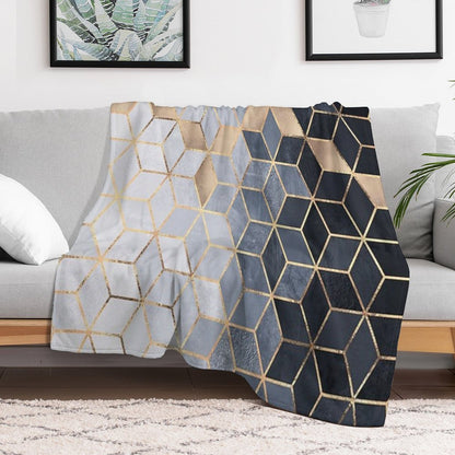 Soft Blue Gradient Cubes Throw Blanket
