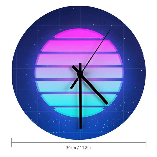 80s Retro Sunset Vaporwave Synthwave Sun Wall Clock