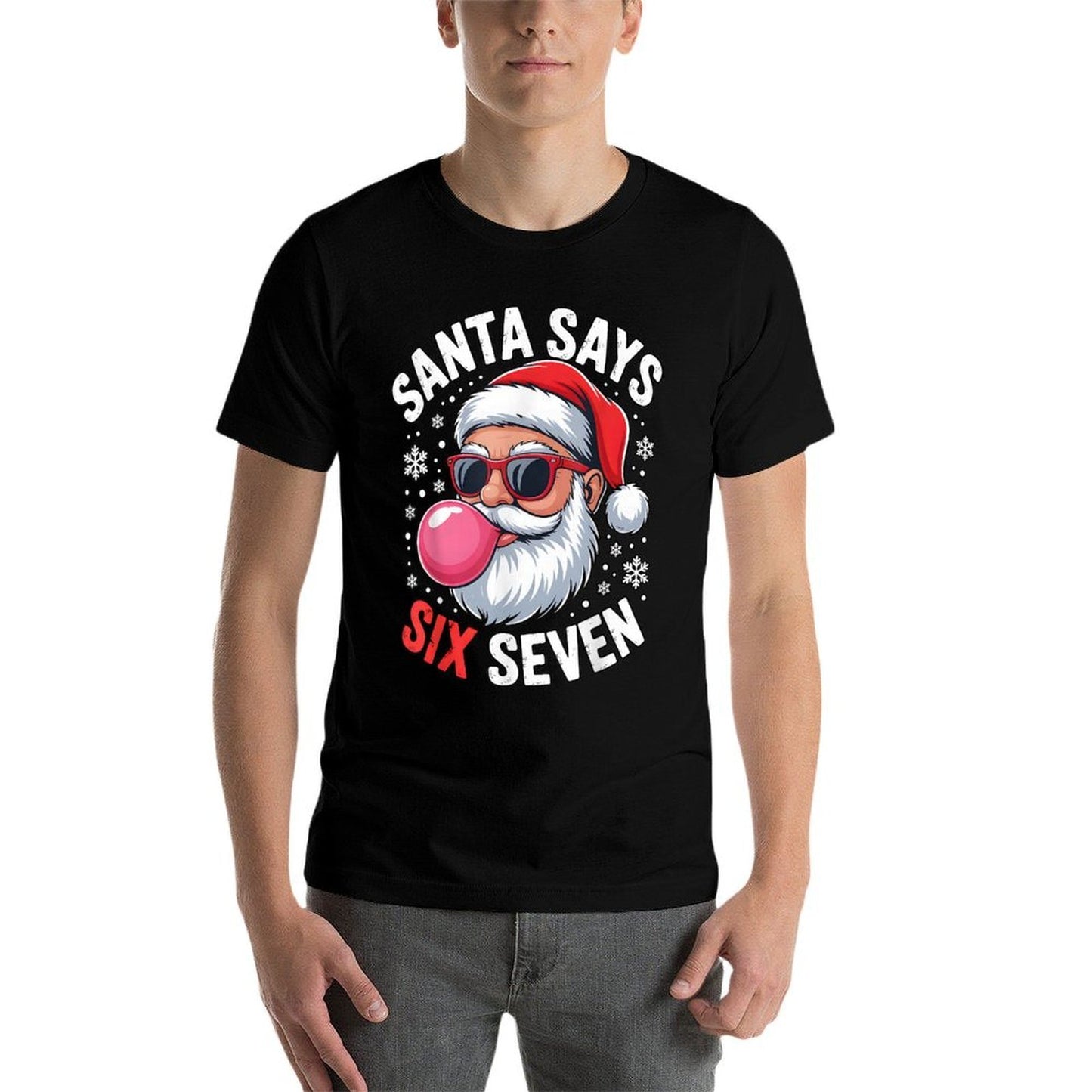 Xmas Santa Says Six Seven Christmas 67 Meme Funny Boys Girls  Heathered Texture T-Shirt