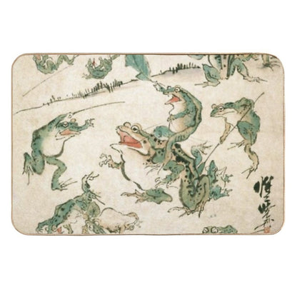 Battle Of The Frogs - Kawanabe Kyosai Durable Bath Mat
