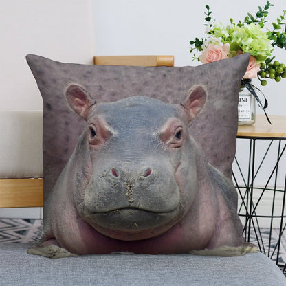 Baby Hippo Fritz at The Cincinnati Zoo Linen Throw Pillow Cover