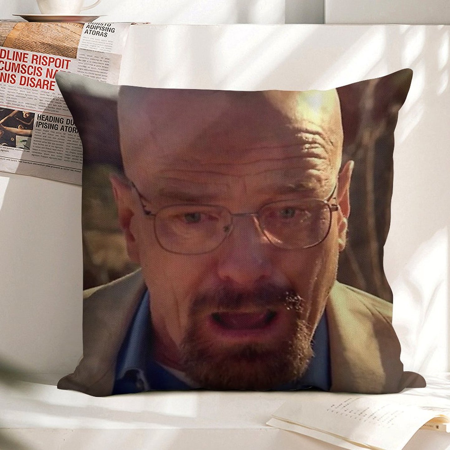 Walter White Meme Linen Throw Pillow Cover