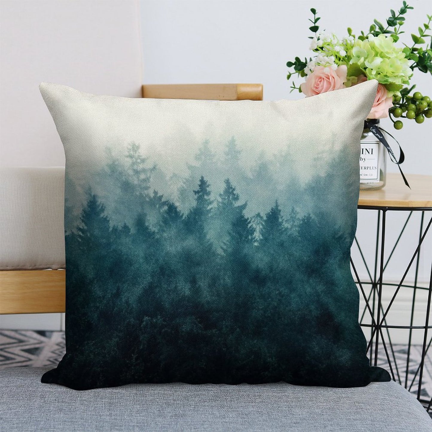 The Heart Of My Heart  So Far From Home In A Misty Foggy Fall Wilderness Forest Linen Throw Pillow Cover