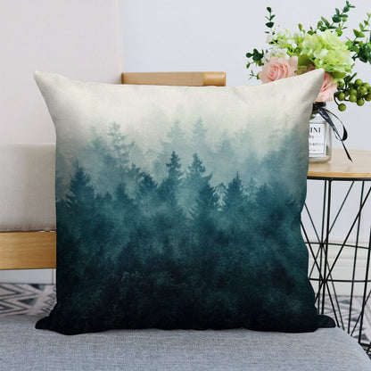 The Heart Of My Heart  So Far From Home In A Misty Foggy Fall Wilderness Forest Linen Throw Pillow Cover