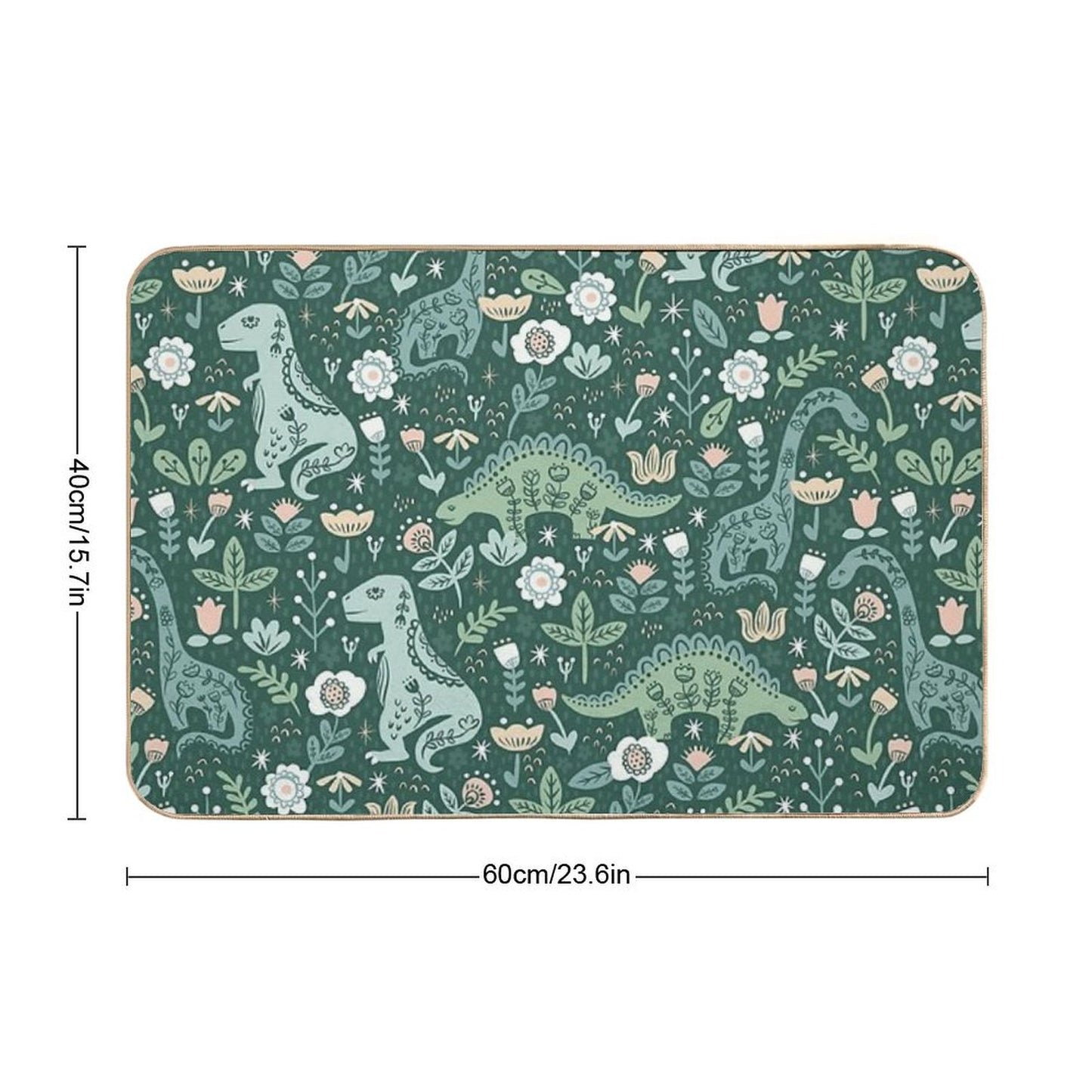 Folk Floral Dinosaur Bath Mat