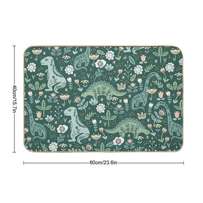 Folk Floral Dinosaur Bath Mat