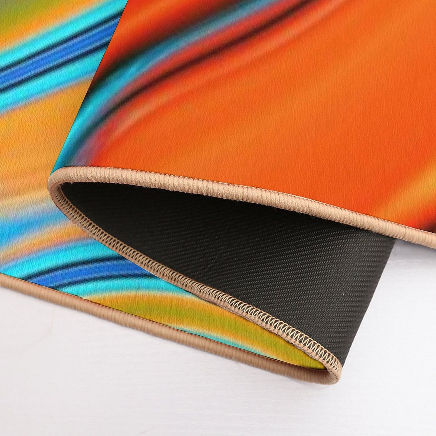 Vivid Modern Southwest Hipster Turquoise Orange Swirls Bath Mat