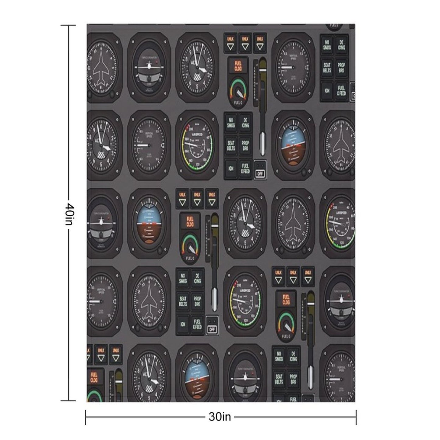 Pilot Flight Instruments Throw Blanket
