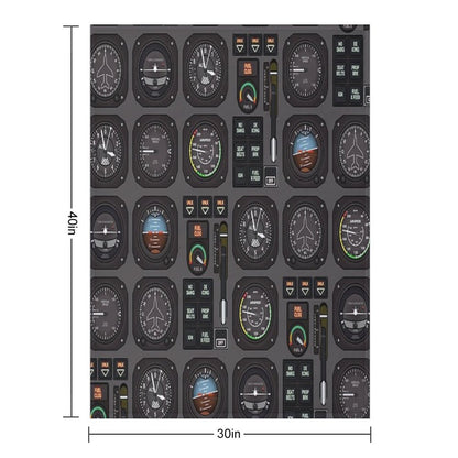 Pilot Flight Instruments Throw Blanket