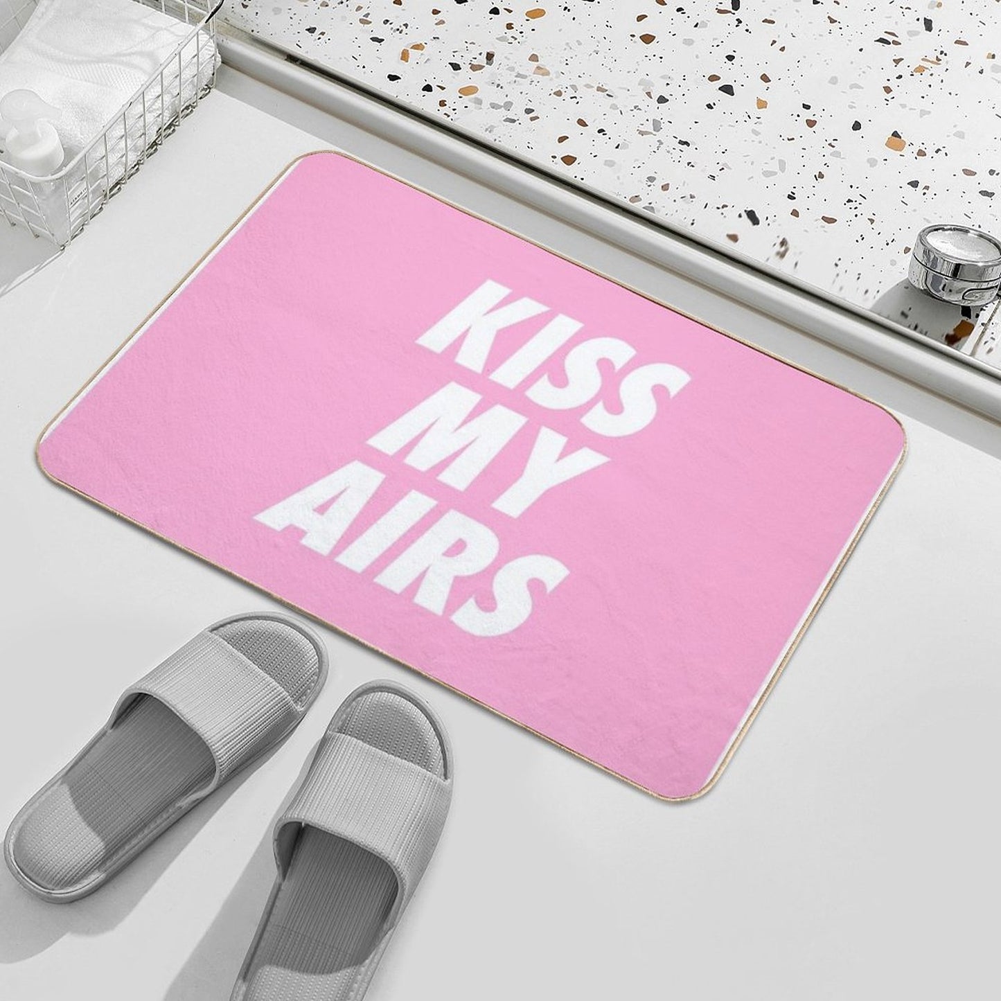 Kiss My Airs Sneaker Head Hype Pink & White Bath Mat